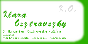 klara osztrovszky business card